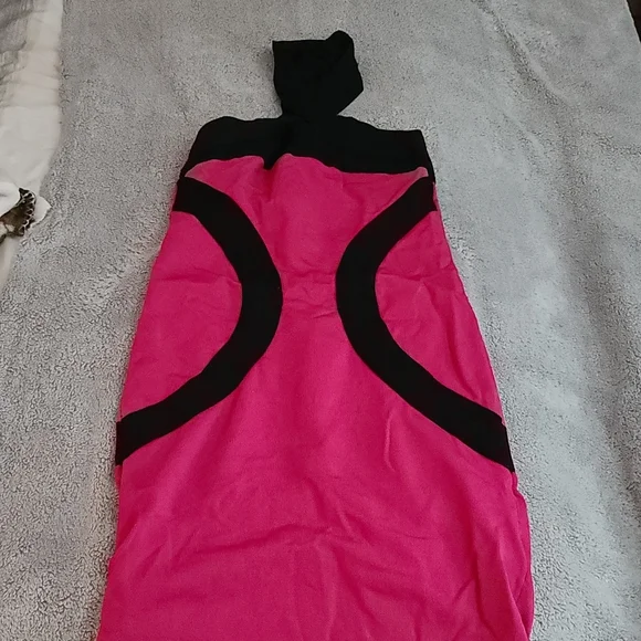 WOW couture | Dresses | Pink And Black Bandage Fitted Dress | Poshmark